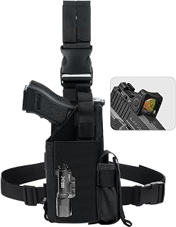 Drop Leg Pistol Holster, FWG Pistol Holster with MOLLE Drop Leg Panel Fit All Full/Compact & Sub-Compact Size Pistols with Lights and Scope - FEIWOOD GEAR