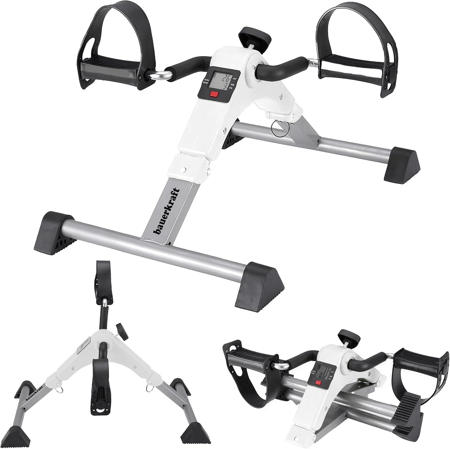 Rowerek treningowy rower rehabilitacyjny składany rotor 2w1 wyświetlacz LCD biały