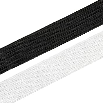 Realm Flat Elastic Band Black & White Sewing Crafts DIY Stretch 1/4 inch, 3/8 inch, 1/2 inch, 1 inch Black, 3/8 Inch - 20m