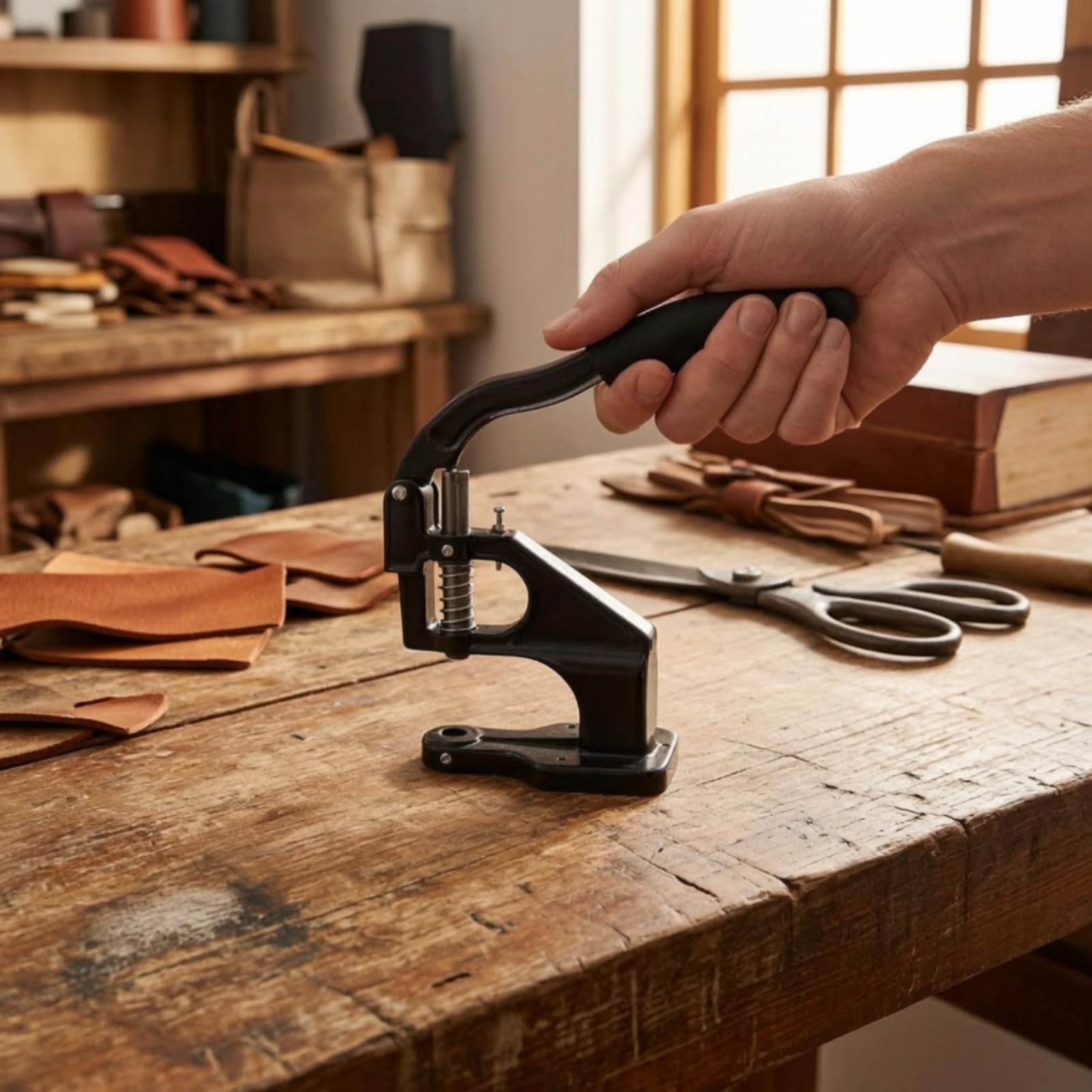 PETSOLA Remachadora Manual con Troqueles Ergonómico Máquina Remaches Portátil Herramienta Manual para Zapateros