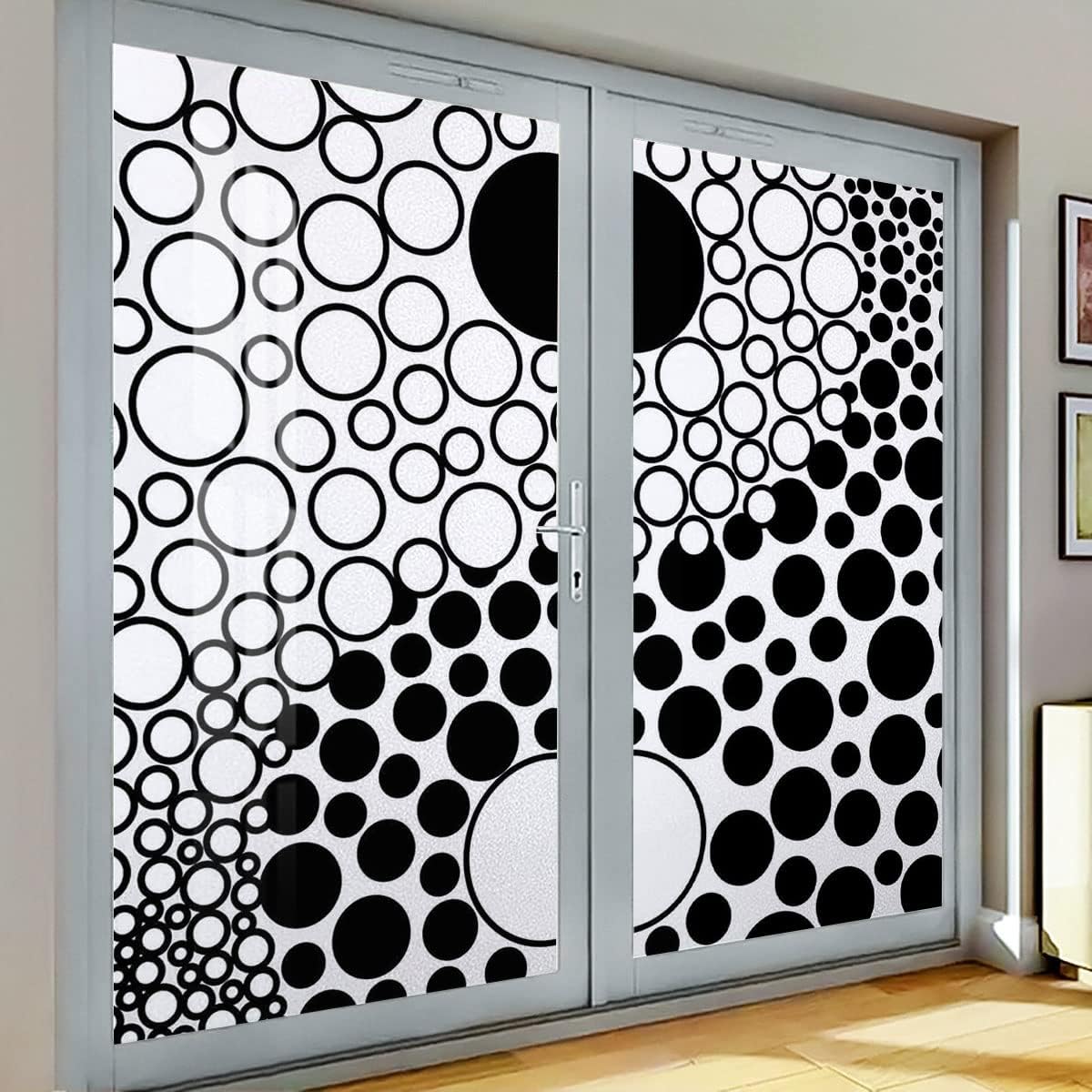 Window Privacy Film,Frosted Window Film, Window Film Privacy Decorative, Static Cling Film, Non-Adhesive， Abstract Retro Dots 29.5Wx78.7L-inch x2 Pcs