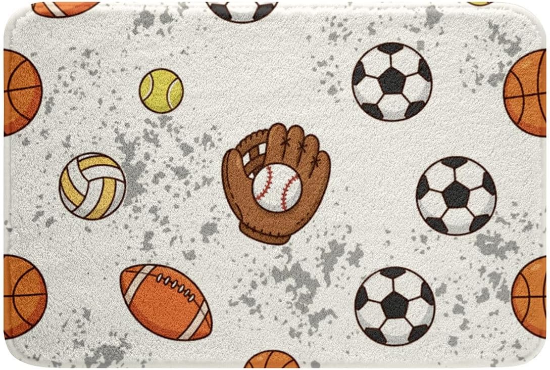 Feelyou Football Sports Bathroom Rugs Microfiber 20"x32" Soccer Ball Games Bath Mats Non-Slip Baseball Gaming Sports Bathroom Accessories Floor Doormats Soft Door Mat image 3