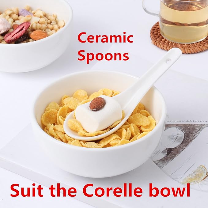 HAPPY KIT Ceramic Soup Spoons, 12-Piece Ceramic Chinese Soup Spoons Set