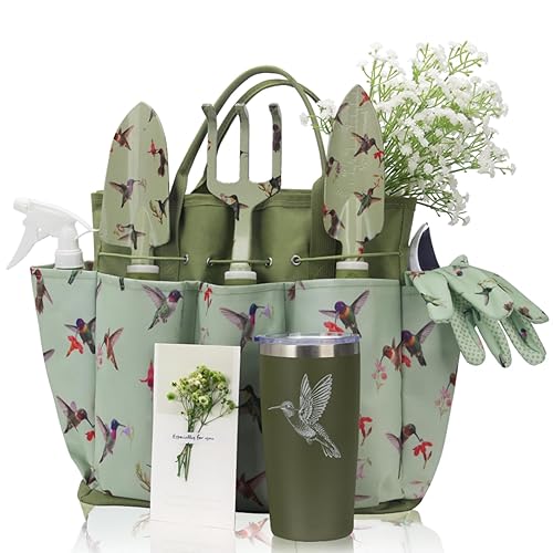 Garden Tool Set with Hummingbird Print, Heavy Duty Gardening Hand