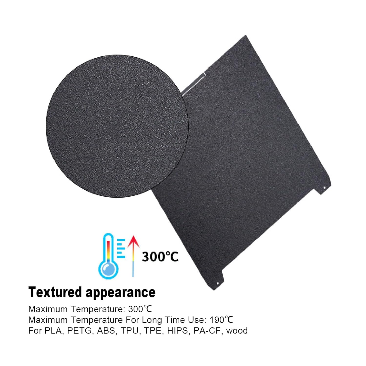 Plus Build Plate, 370x370mm Textured PEI Sheet Spring Steel Magnetic K2 Plus Bed Plate Original Build Plates, Glossy Textured 2 Sided for K2 Plus 3D Printer Supplies