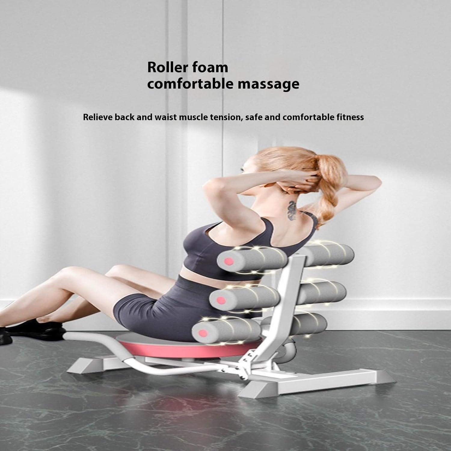 Multi Functional Abdominal Exercise Machine, Equipped with Thickened Springs, Used for Full Body Exercise, Reducing Abdominal Fat, Foldable, Male and Female Silent Home Fitness Equipment (pink-1)