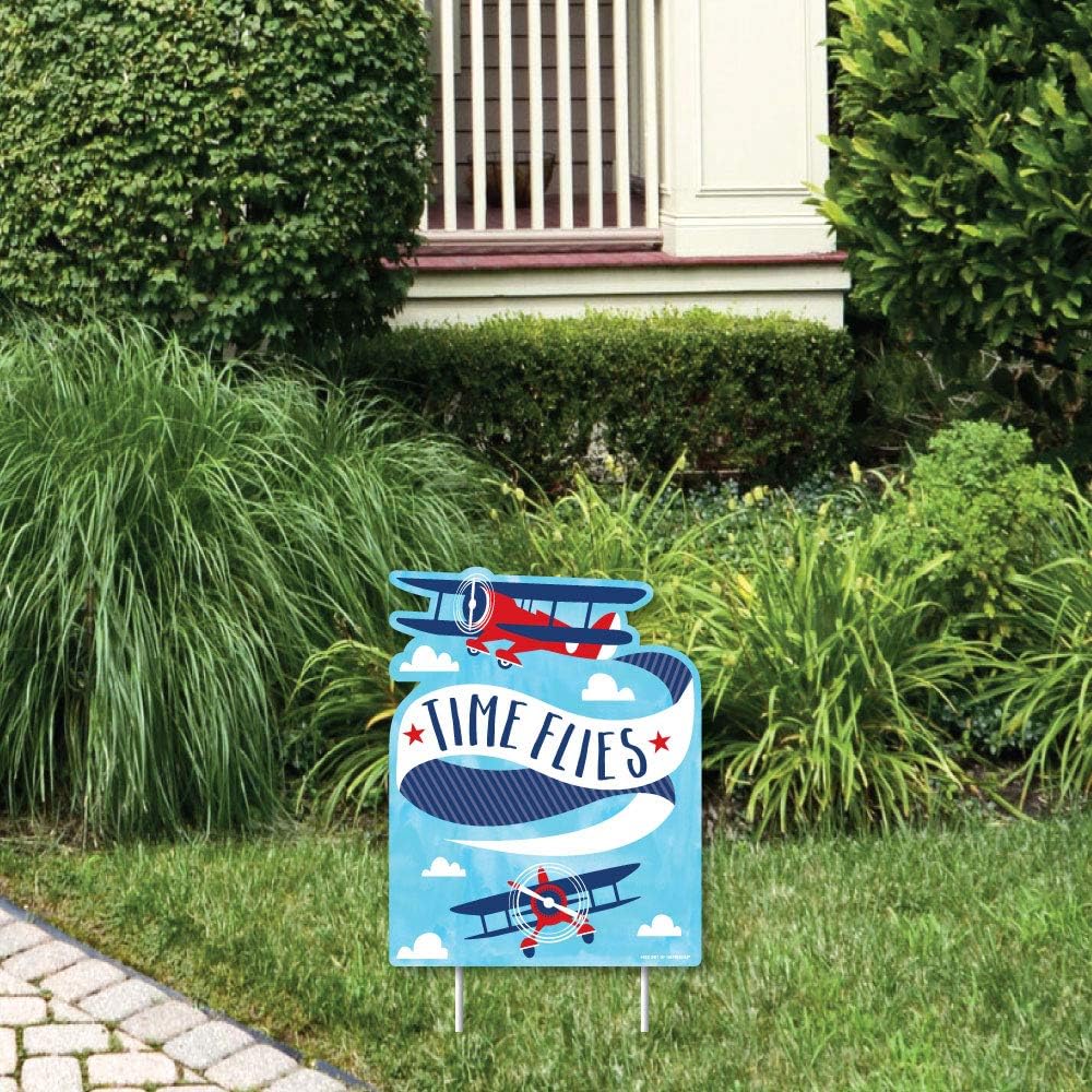 Big Dot of Happiness Taking Flight - 飛行機 - アウトドア 芝生サイン - ビンテージ 飛行機