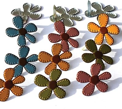 Eyelet Outlet Shape Brads 12/Pkg-Stitched Flowers-Fall