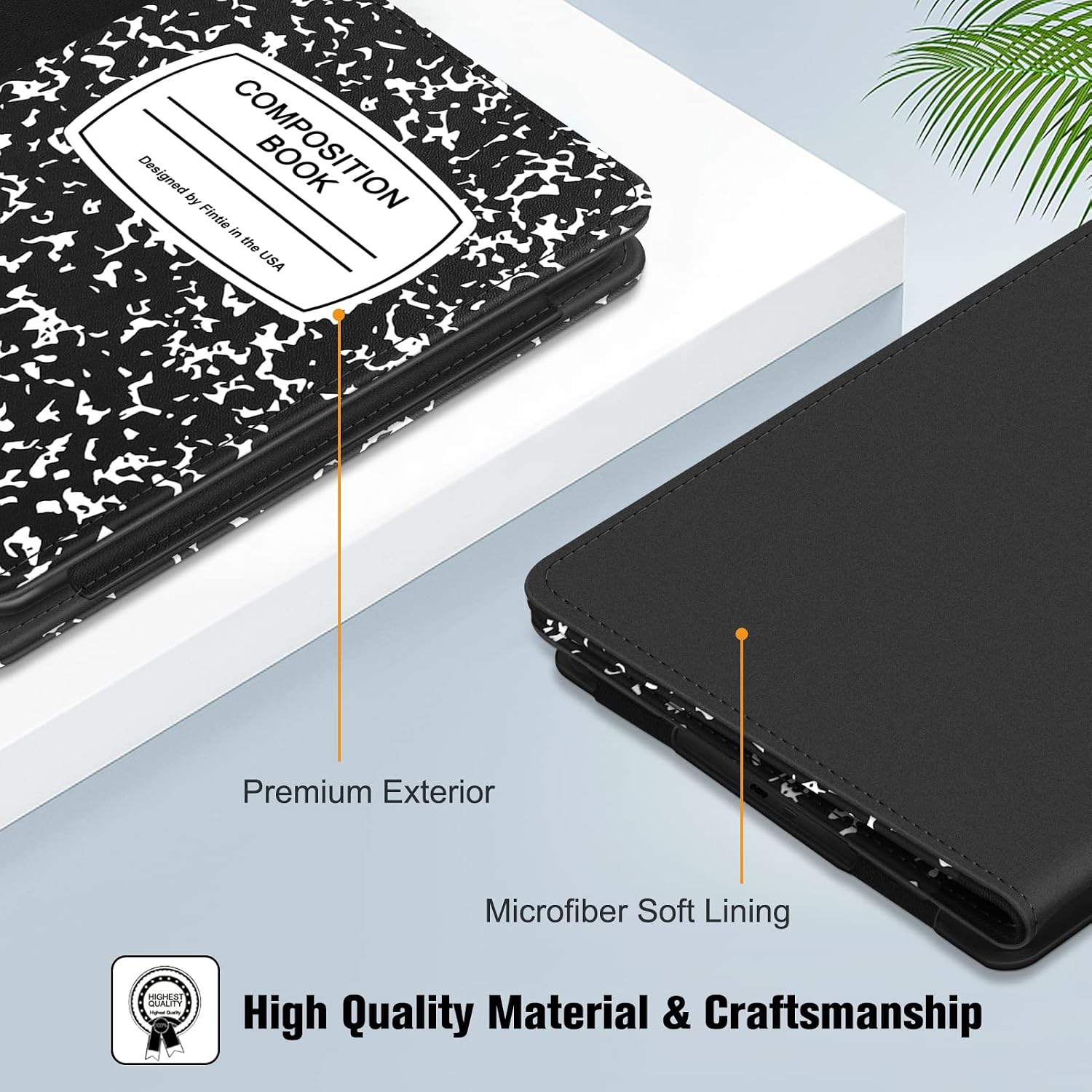 Fintie Folio Case for 6.8" Kindle Paperwhite (11th Generation-2021) and Kindle Paperwhite Signature Edition - Book Style Vegan Leather Shockproof Cover with Auto Sleep/Wake, Composition Book