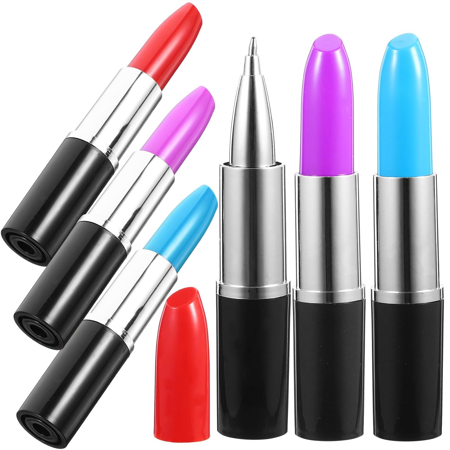 Angoily 24pcs Creative Lipstick Ballpoint Pen Quick Dry Ink for School