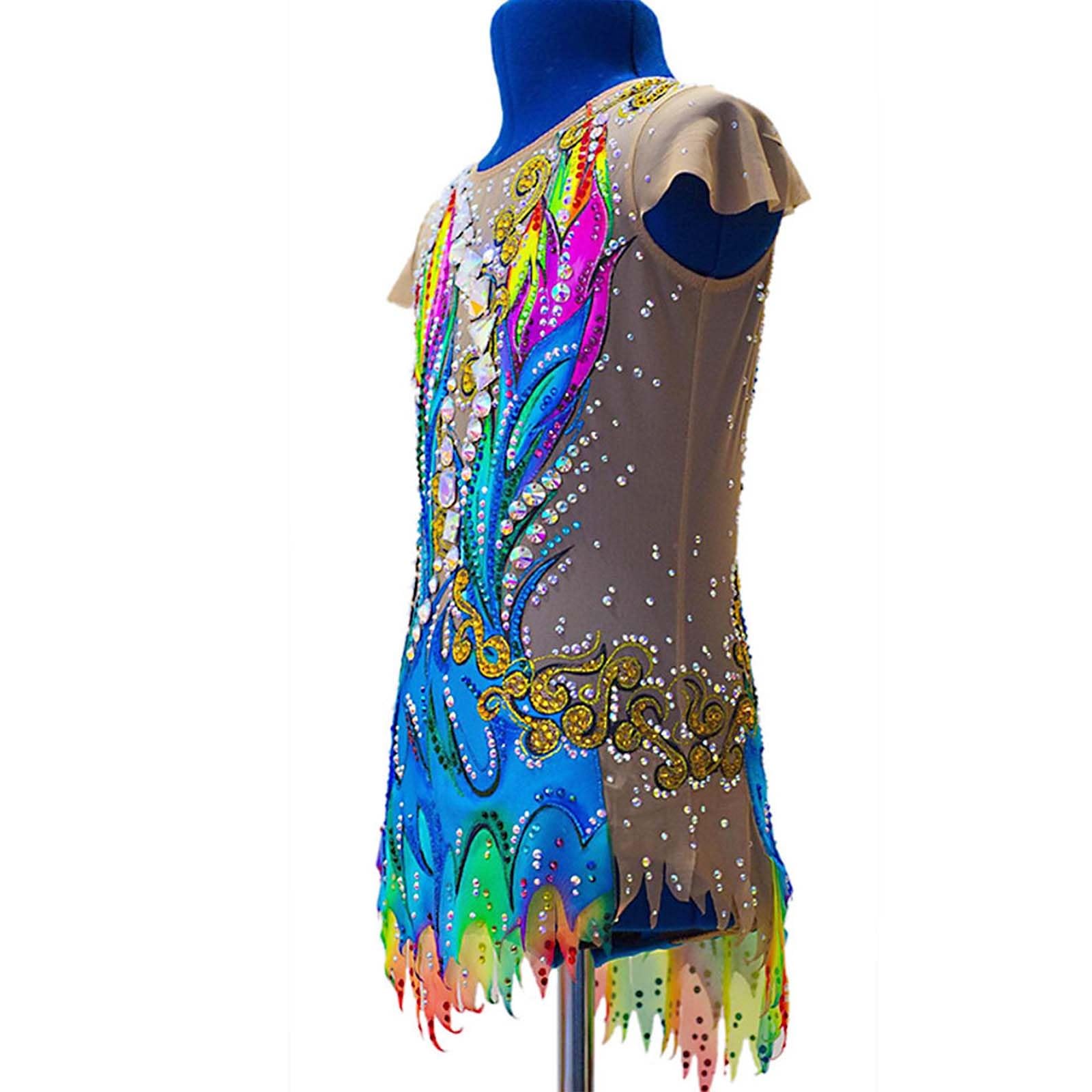 Leotardo De Gimnasia Rítmica For Niñas, Disfraz De Gimnasia Artística Con Diamantes De Imitación For Entrenamiento Y Competición