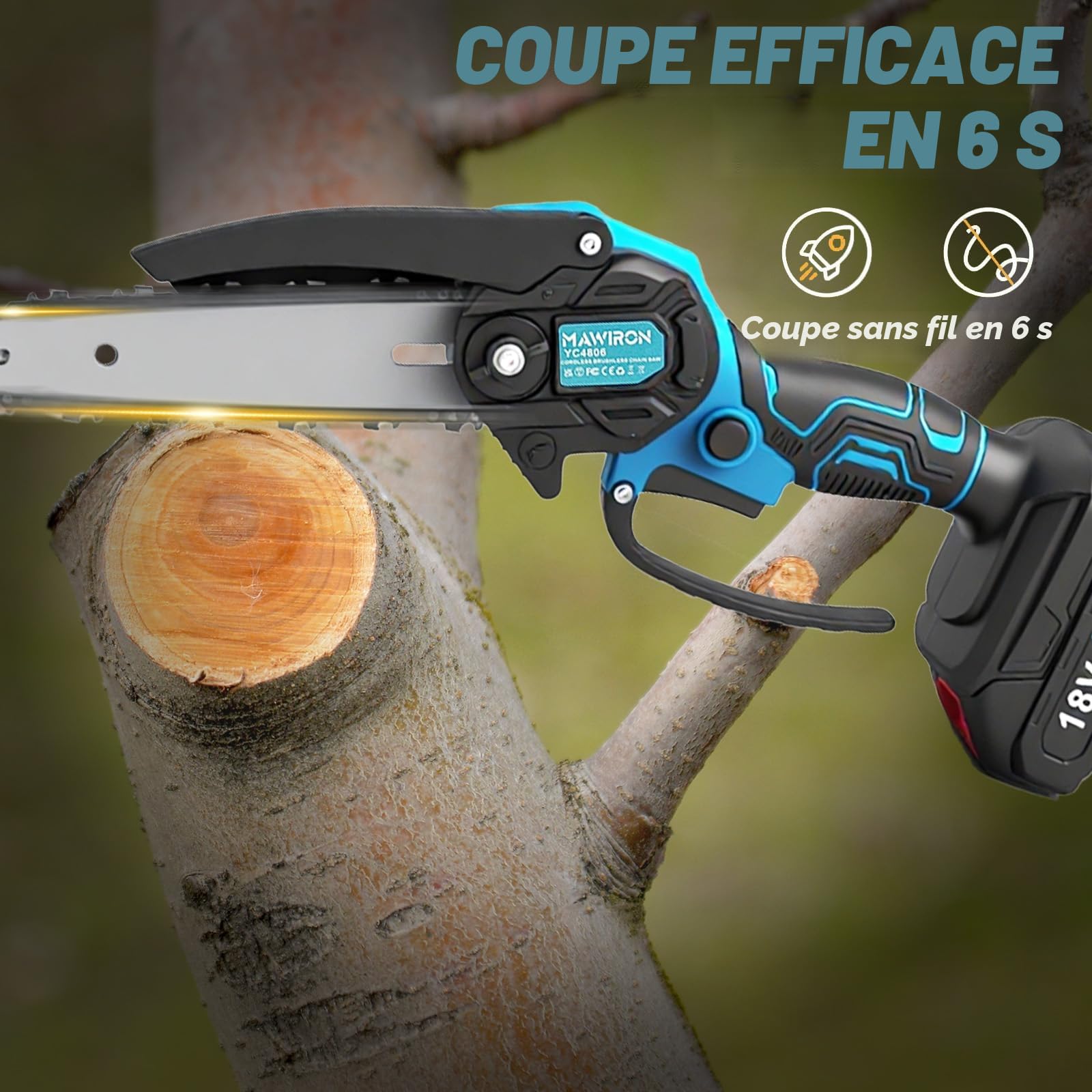 Mini tronçonneuse à batterie de 6",550W Tronconneuse Electrique