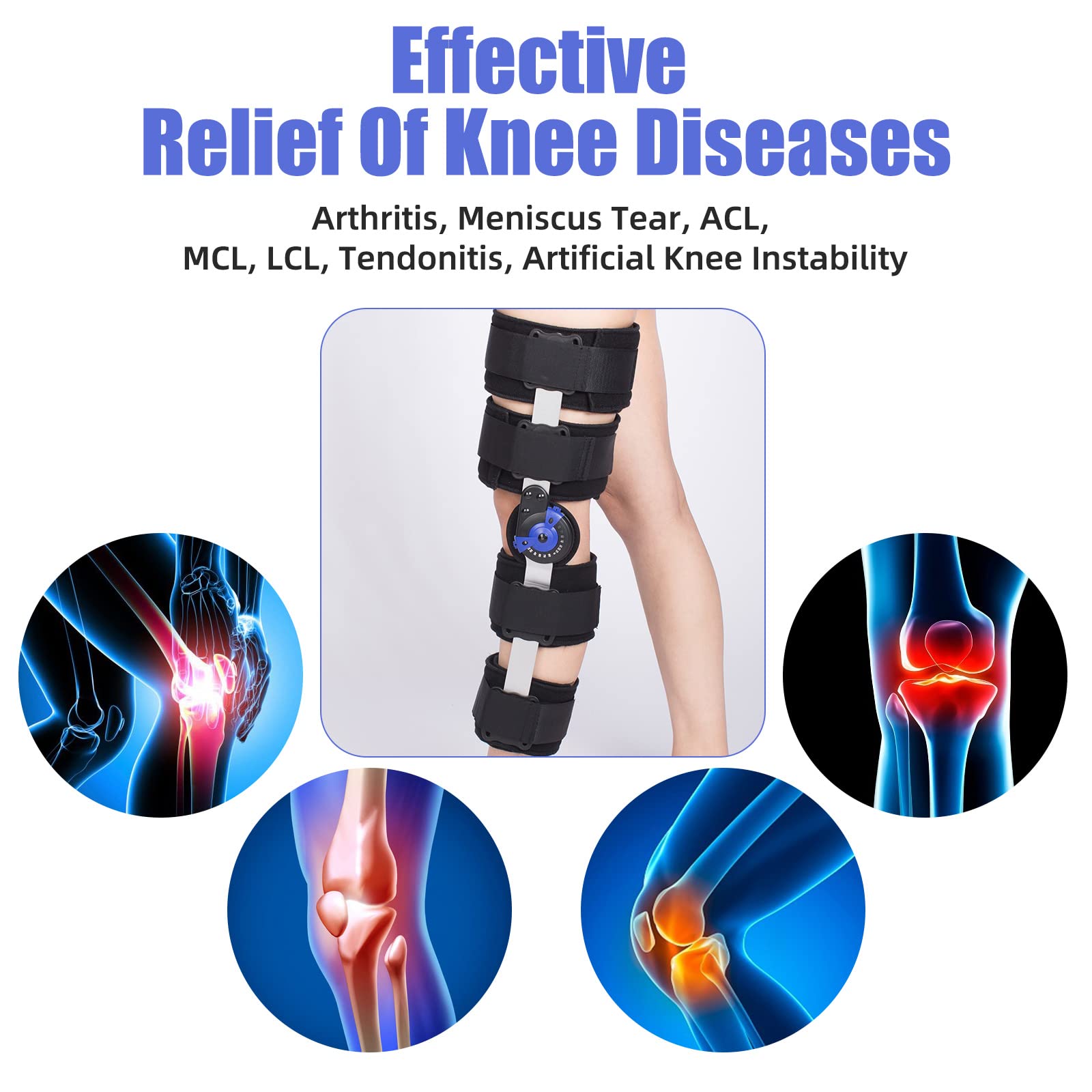 Buy Hinged Knee Brace ROM Post Op Knee Immobilizer Adjustable Knee