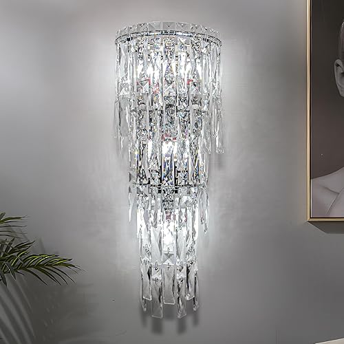 Apliques de pared, modernos apliques de pared de cristal para interiores, lámpara de pared cromada de lujo, lámpara de pared K9 con gotas de cristal