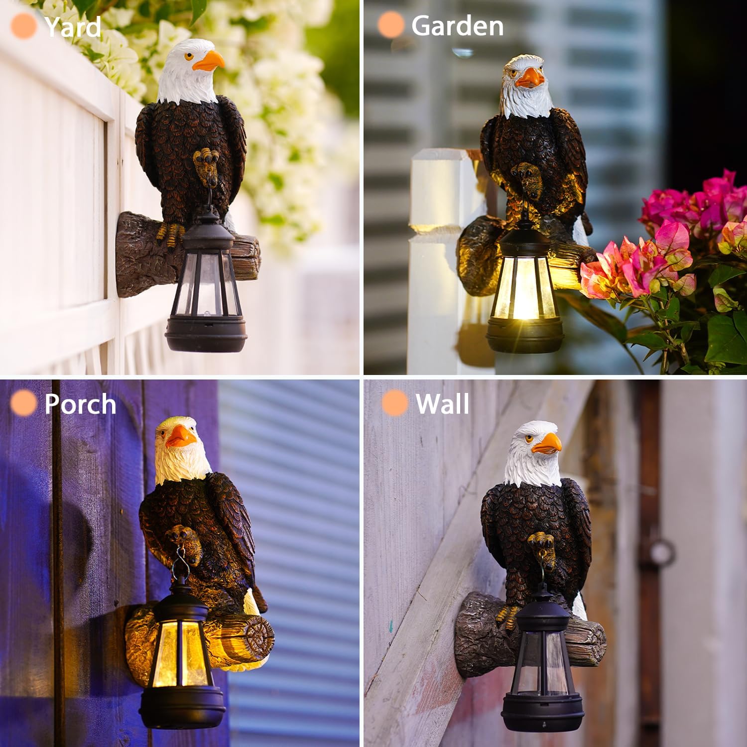 Eagle Tree Hugger with Solar Lantern - Resin Eagle Statue for Outdoor Garden Decor - Ideal Eagle Housewarming & Birthday Gifts for Grandma Mom Women