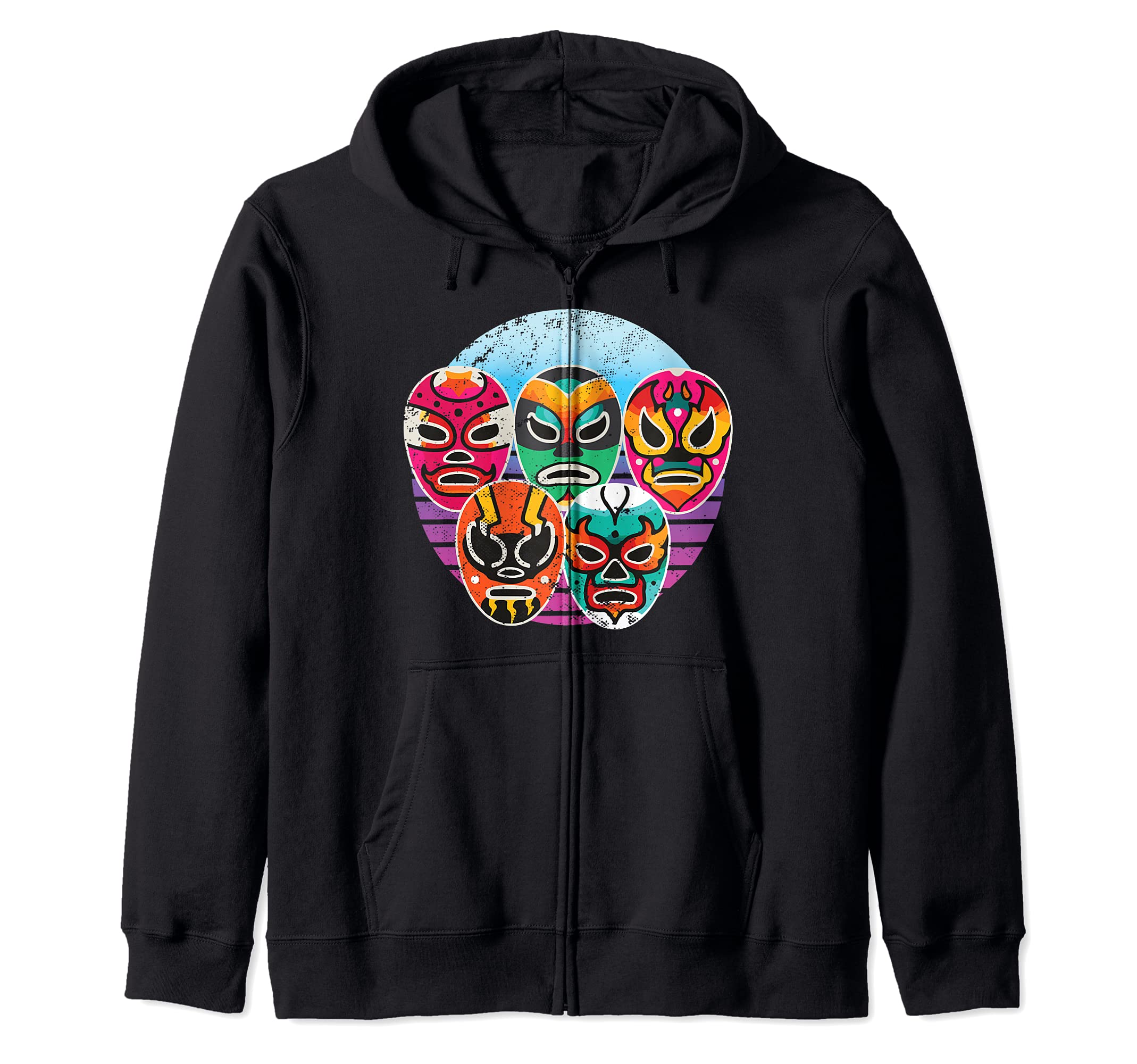 Mexican Wrestling Mask I Cool Mexican Wrestling Zip Hoodie, Black