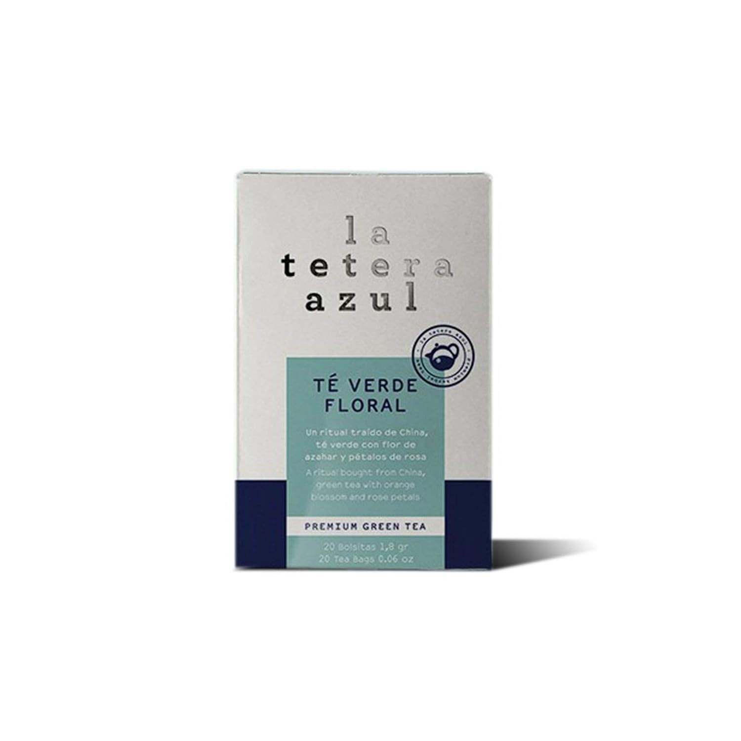 LA TETERA AZUL Green Tea with Floral Flavour. Detox Tea. Floral Green Tea. 20 Bags of 1.8 Grams