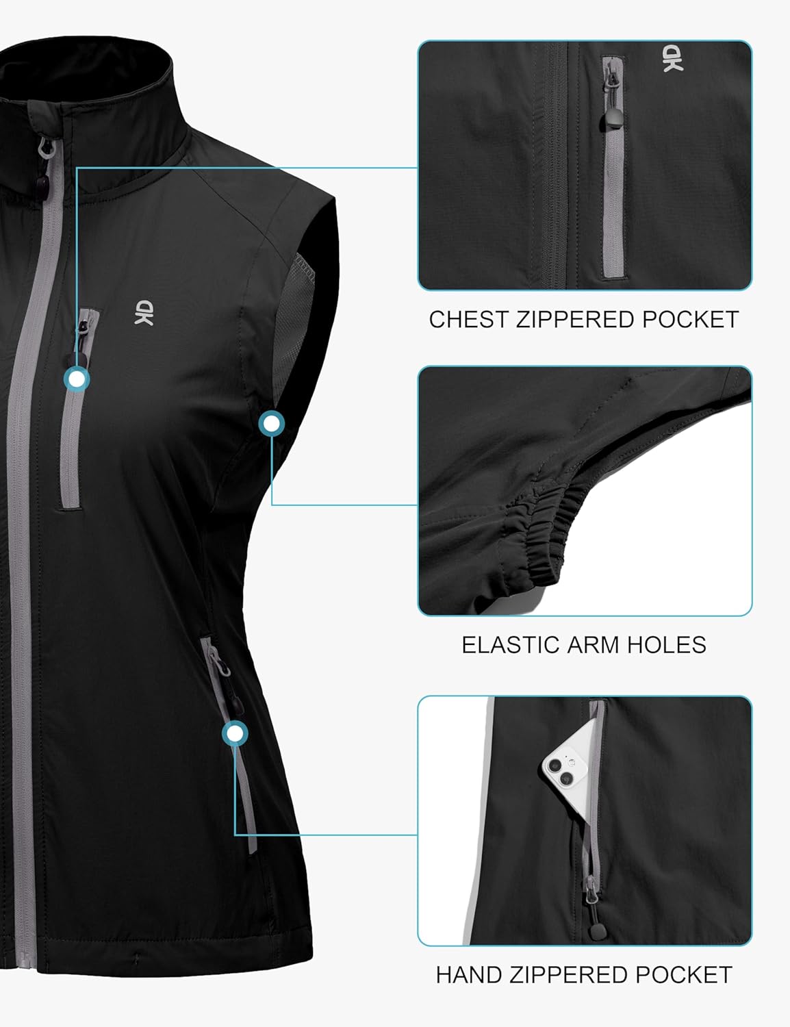 Little Donkey Andy Women's Lightweight Quick Dry Vest Summer Windproof Sleeveless Elastic Jacket for Golfing Cycling Running - Image 3