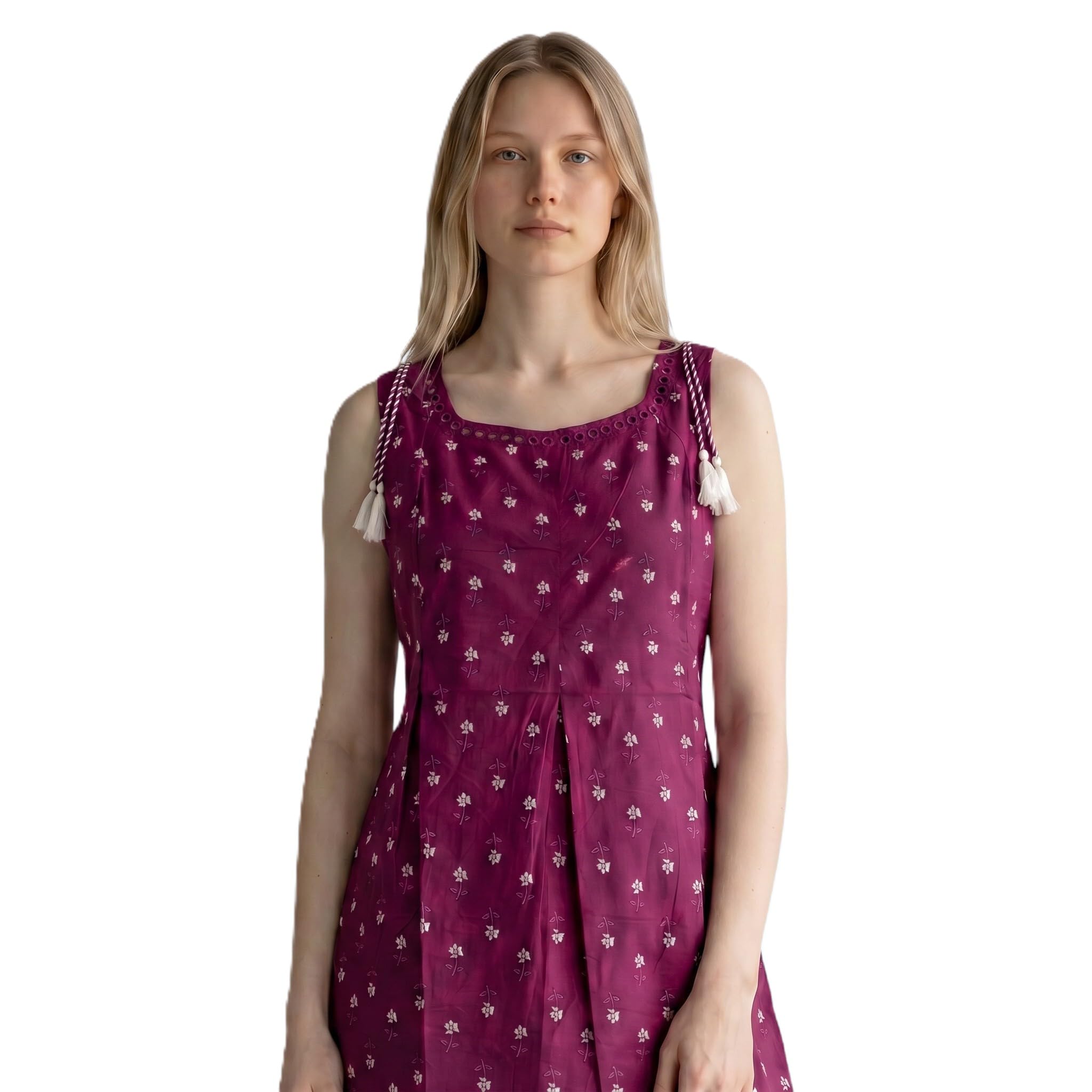 Cotton Rayon Tunic Top Women | Floral Print | Sleeveless-image-16