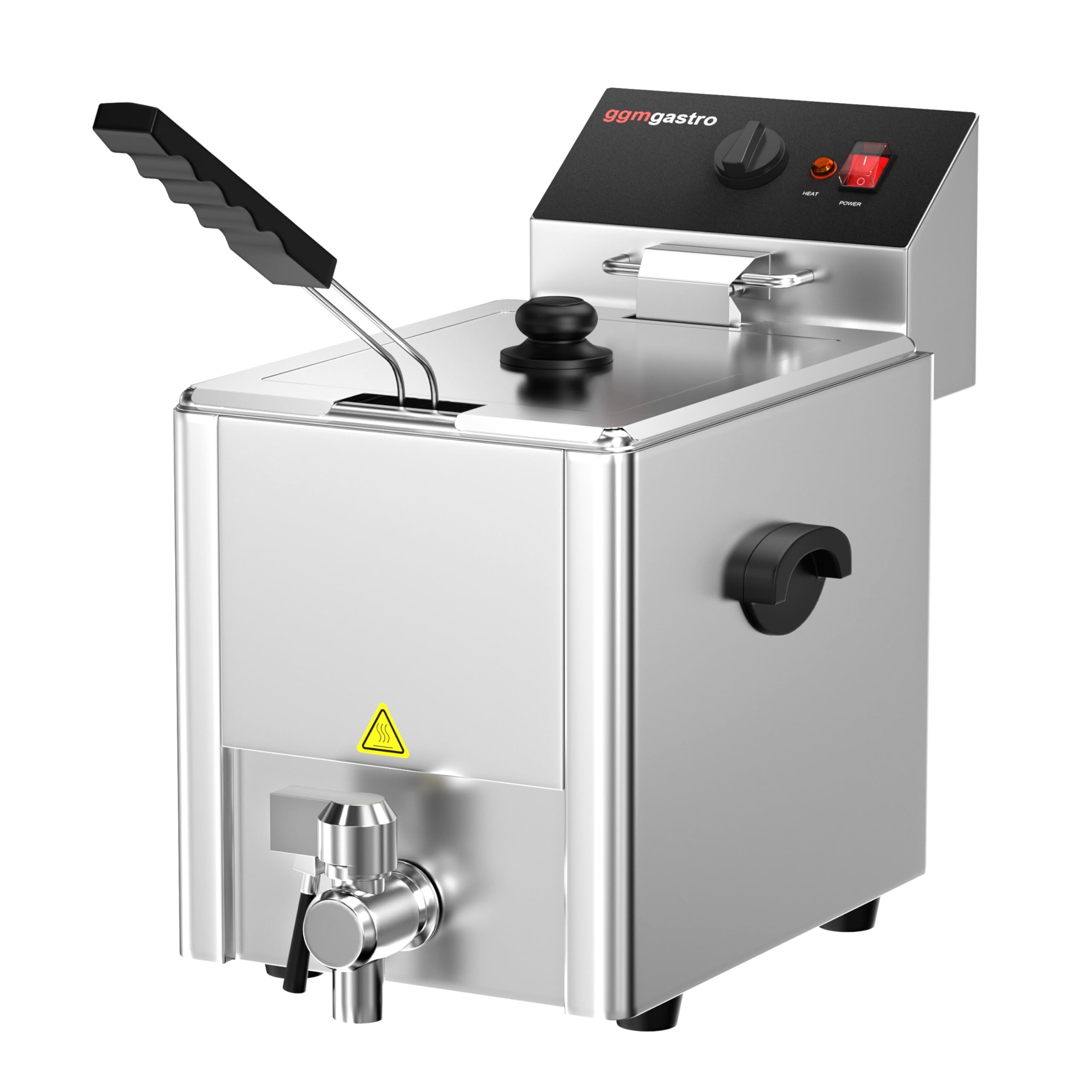 GGM Gastro Elektro Fritteuse 8 L 3,25 kW mit Ablasshahn | Professionelle Edelstahl-Bauweise, leichte Reinigung, integriertes Ablassventil, für den Dauereinsatz, sofort einsatzbereit