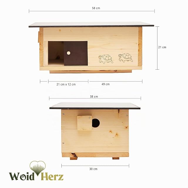 Foto 3 de 7 de Woid Herz Caseta para tortugas de madera maciza (SH3) de 20 mm, resistente a la intemperie