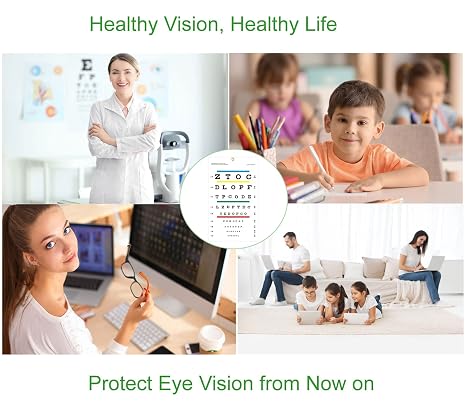 Eye Chart, Upgraded Snellen Eye Chart for Eye Exams 10 Feet, 14x8 Inches Plastic Low Vision Eye Charts Wall Chart with Metal Eyelet for Kids Gifts Wall Decoration (10 Feet Test Distance)
