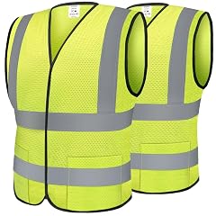 TICONN 2PK 4PK Reflective Safety Vest High Visibility Vest with Reflective Strips for Men Women Meets ANSI II