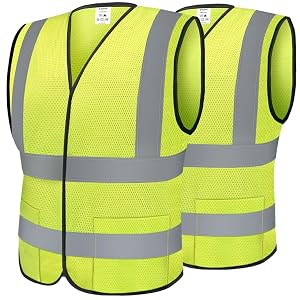 TICONN 2PK 4PK Reflective Safety Vest High Visibility Vest with Reflective Strips for Men Women Meets ANSI II