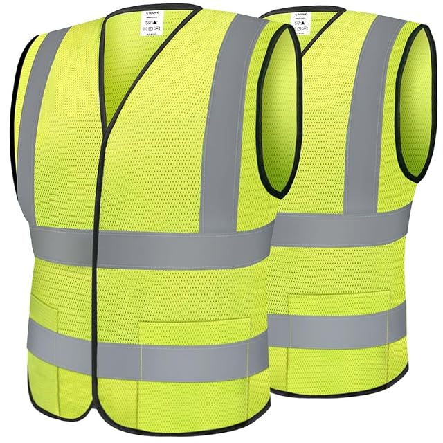 TICONN 2PK 4PK Reflective Safety Vest High Visibility Vest with Reflective Strips for Men Women Meets ANSI II
