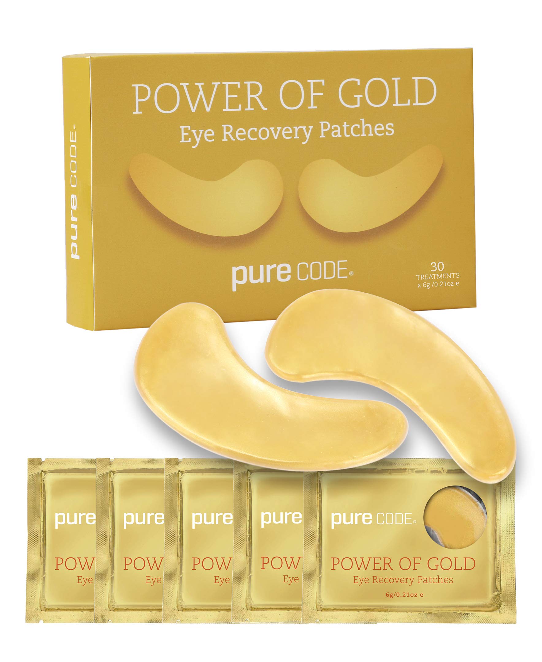 PURE CODE Power of Gold Under Eye Patches - Contains 30 Treatments - Keeps Under-eye Area Smooth and Hydrated - Patches for Dark Circles and Puffiness