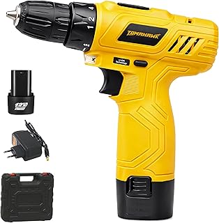 Tomahawk DMS-3100 12V Cordless Drill/Screwdriver | 10mm Keyless Chuck | 1-Speed | Double Battery | LED Light, Spirit Level, 24Nm Torque | For Home, DIY, Wood, Metal & Plastic Drilling