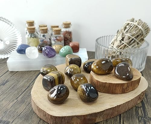 Miniatura 5 de MAIBAOTA Piedras de ojo de tigre, cristales pulidos naturales, piedras de piedras de equilibrio energético, piedras preciosas de cristal, relleno de