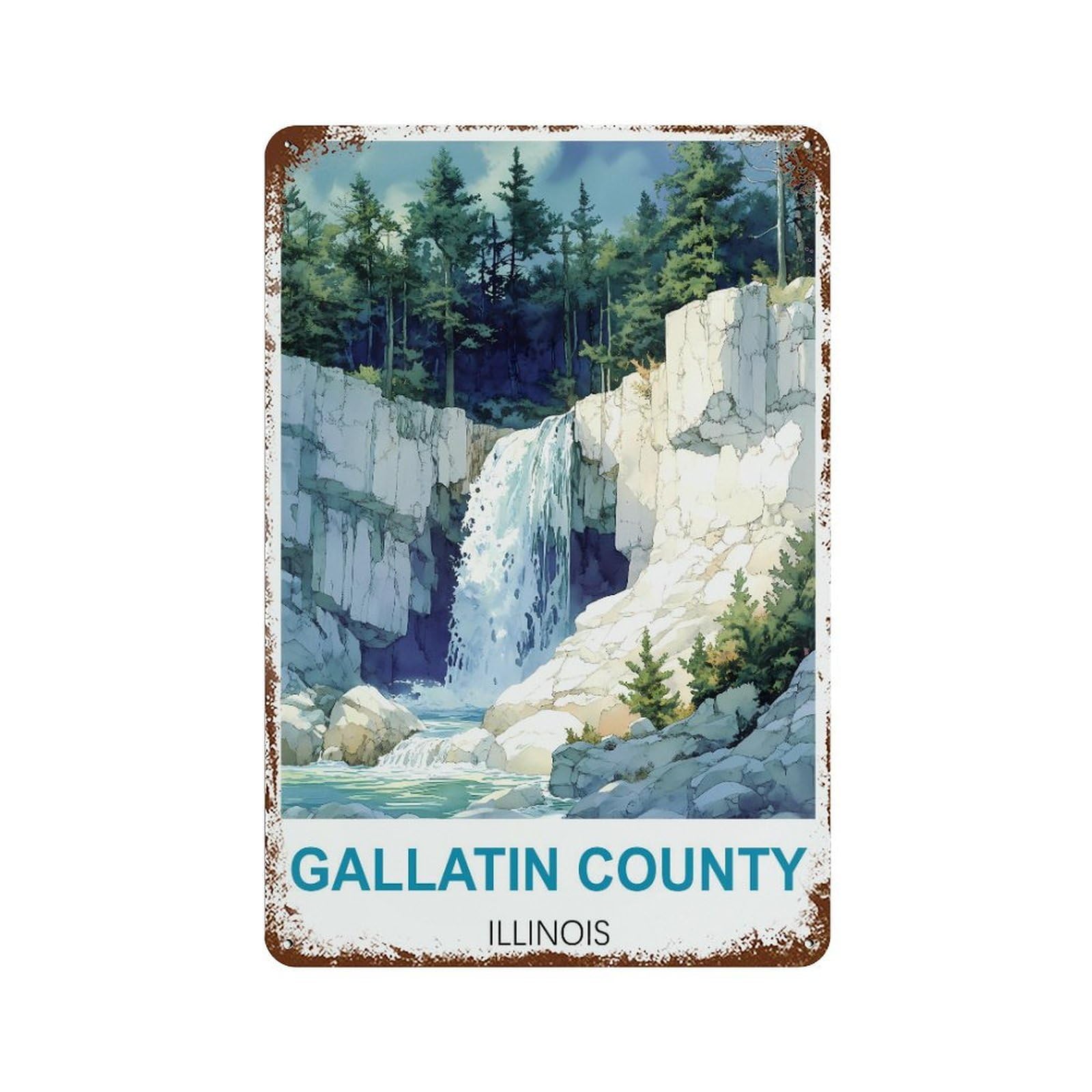 Gallatin County Illinois Retro Design Tin Painting Vintage Tin Sign 08x12inch(20x30cm) Wall Art for Home Office Bedroom Living Room Cafes Wall Decor