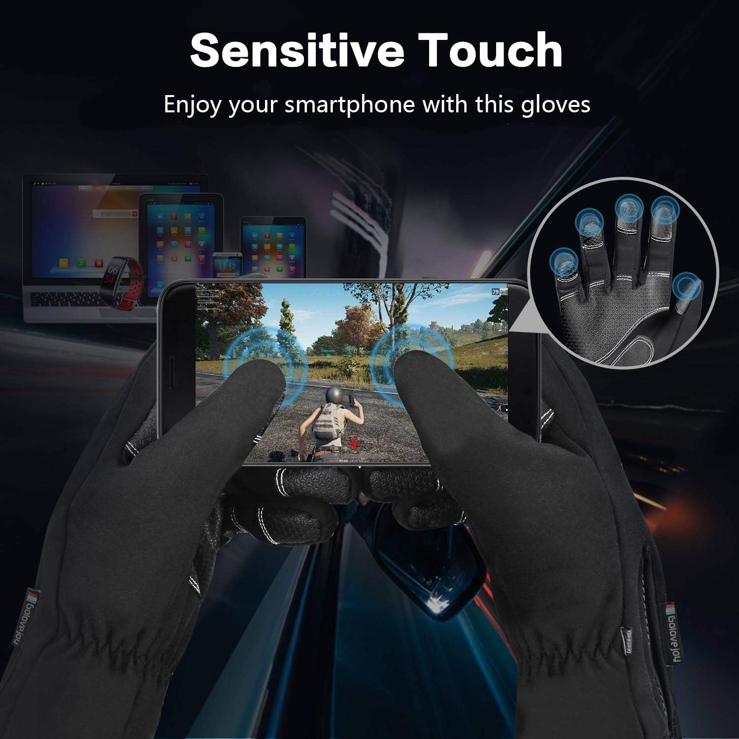 Waterproof Gloves Winter Warm Touchscreen Gloves for Men Cycling Running Climbing Walking Commuting Outdoor Sport 3 Sizes : Sports & Outdoors