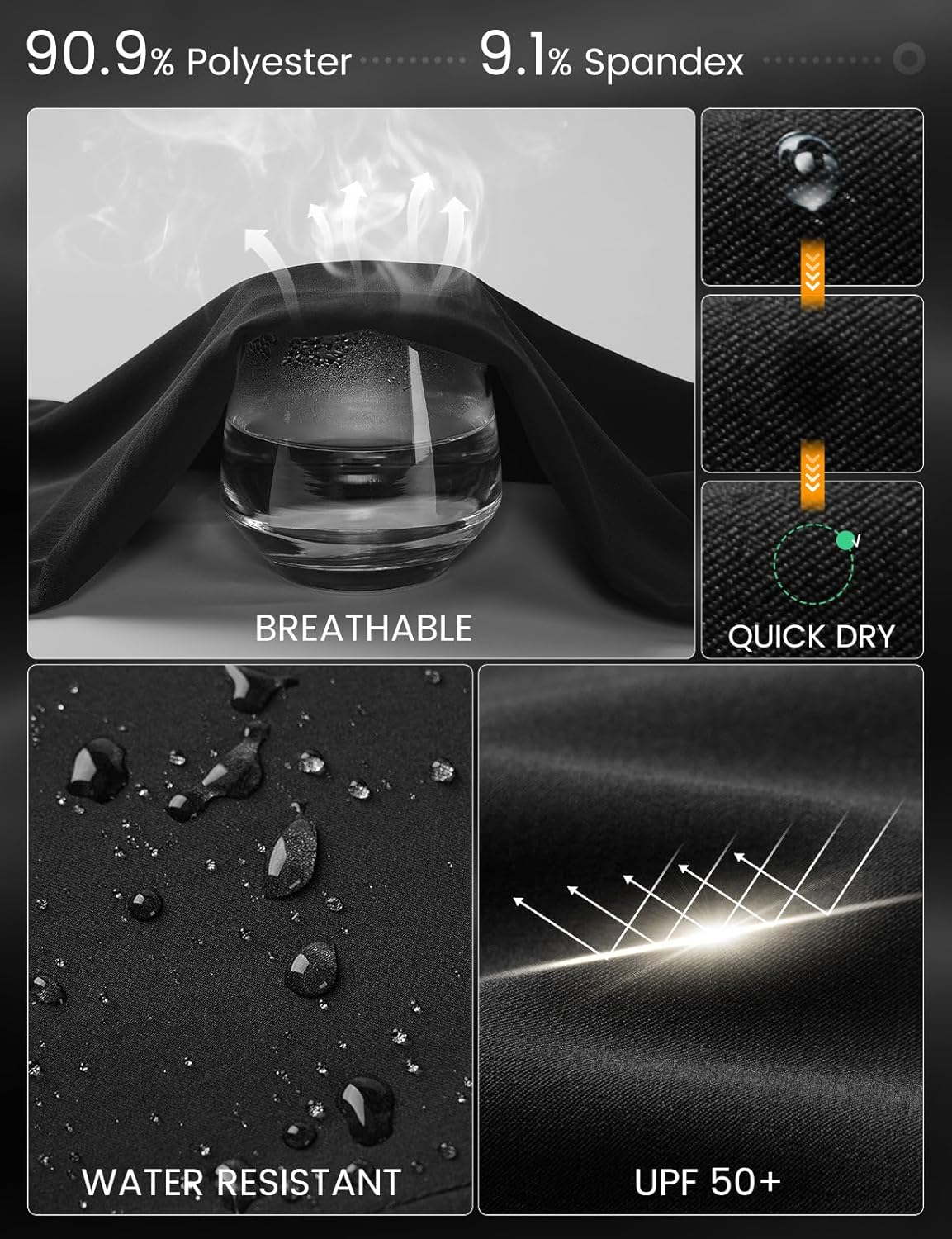 SPEXIAL Men's Lightweight Hiking Pants with Pockets Water Resistant Breathable Cargo Pants Quick Dry Joggers