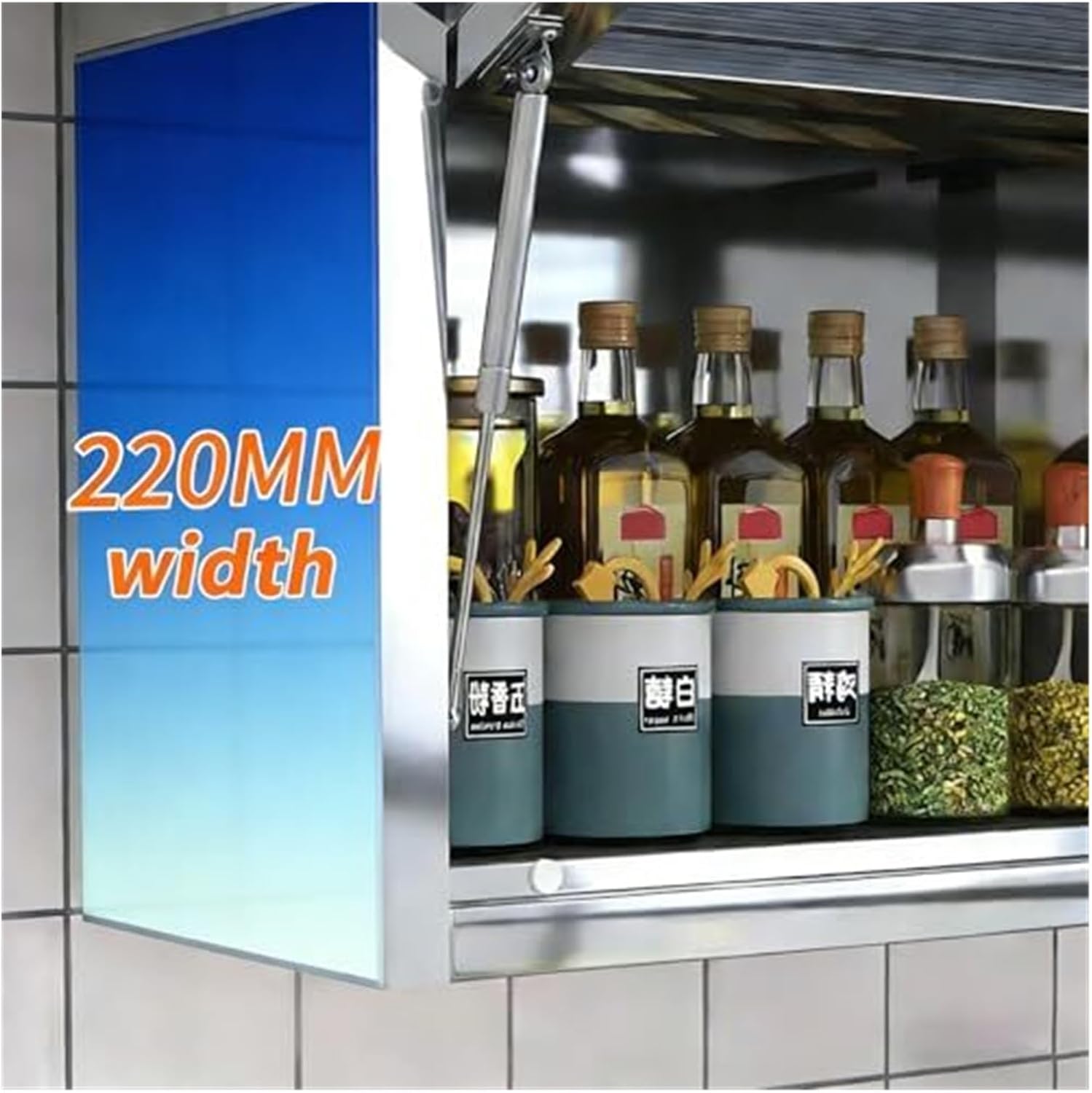 Wall-Mounted Stainless Steel Cupboard，torage Cabinets with Up-flip Door,Stainless Steel Cupboard for Bar Restaurant Garage Bathroom, Spice Racks, Kitchenware Organizer(50cm(20in))