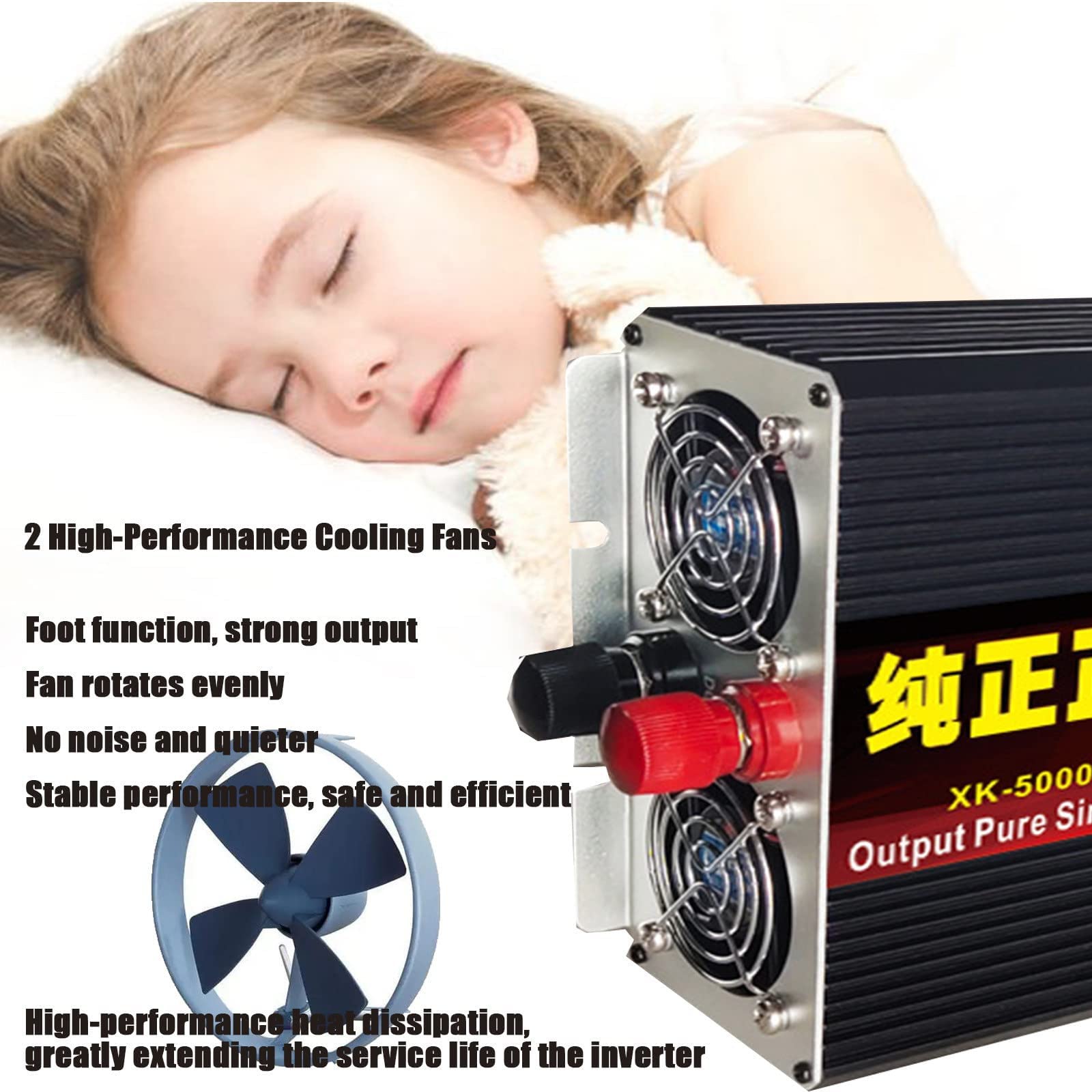 Przetwornica mocy czystej fali sinusoidalnej 5000W 6000W Przetwornica napięcia DC 12V na AC 230V 240V, falownik samochodowy używany do laptopa, podkładki,6000W-60V