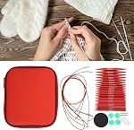 Alvinlite Interchangeable Ensemble d'aiguilles circulaires à tricoter, 26pcs Aluminium, 3.0mm-10.00mm, Rouge, Détachable, Boîtier de rangement, Cadeau pour les amoureux de tricot