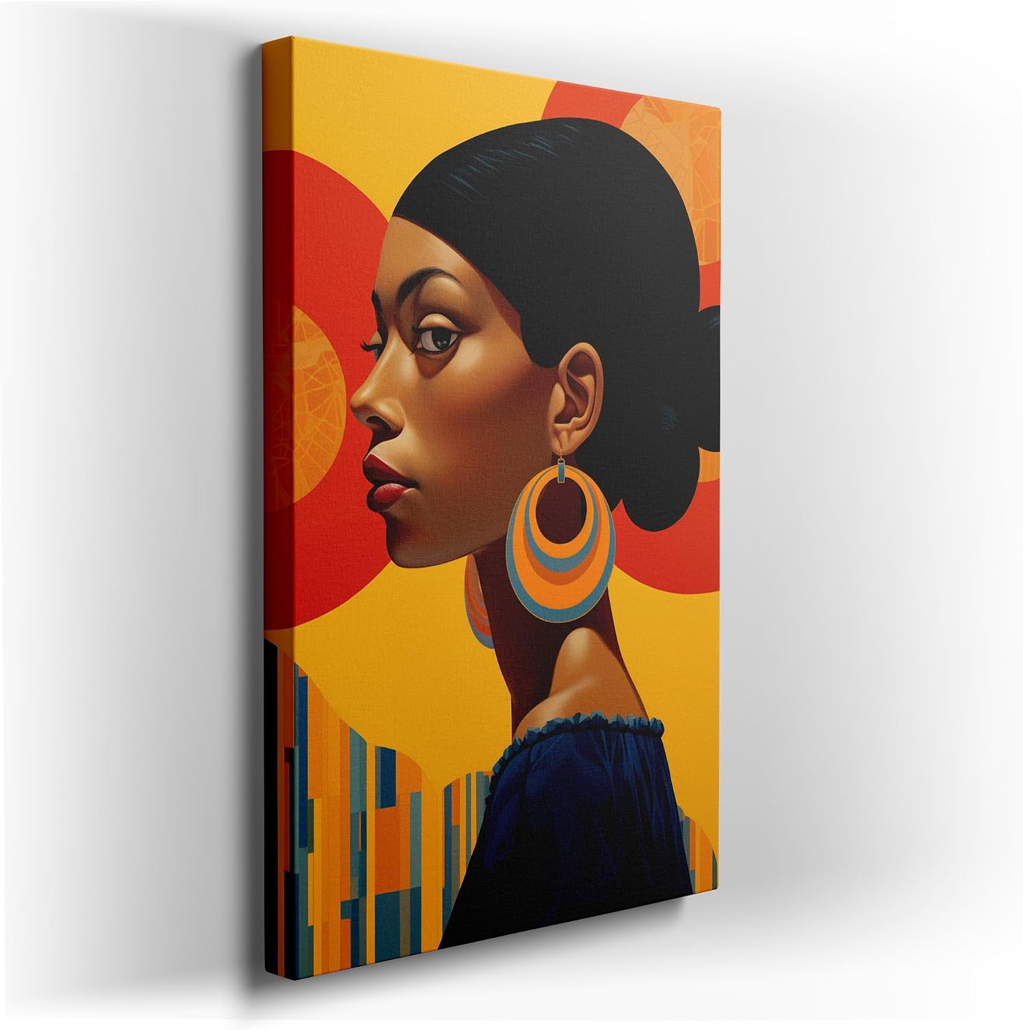 Canvas for Living room. Embracing Serenity: A Portrait of Grace and Elegance in Warm Hues, 27 x 18 inch Canvas Wall Art - Contemporary Masterpieces - Modern Home Decor - 69x46 cm (27x18 inch)