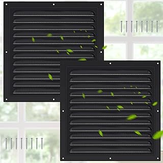 2 Pcs Aluminum Attic Vents 10" x 10" Metal Gable Wall Mesh Shed Vent with Screen Square Louver Grille for Exterior Door House Attic Garage Ceiling Chicken Coop