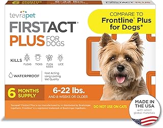 FirstAct Plus Flea Treatment for Dogs, Small Dogs 5-22 lbs, 6 Doses, Same Active Ingredients as Frontline Plus Flea and Tick Prevention for Dogs