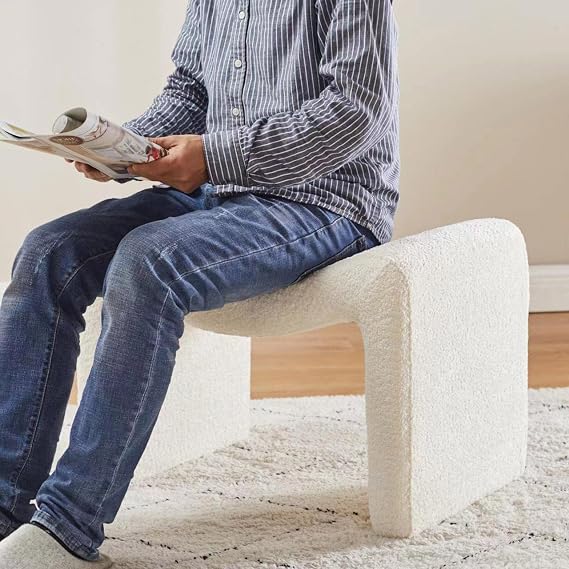 VANOMi Small Footstool Ottoman, Multi-Functional Modern Foot Stool, Sofa Footrest Extra Seating for Living Room, Entryway, Hallways and Bedrooms, Small, White