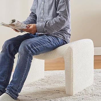 VANOMi Small Footstool Ottoman, Multi-Functional Modern Foot Stool, Sofa Footrest Extra Seating for Living Room, Entryway, Hallways and Bedrooms, Small, White