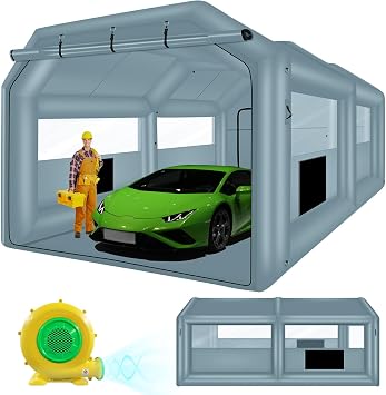 GONFLABLE 20 * 13.5 * 9FT Inflatable Spray Booth with One Blower 1100W, Airbrush Paint Booth Blow up Tents for Camping Auto Car Parking Workstation Club