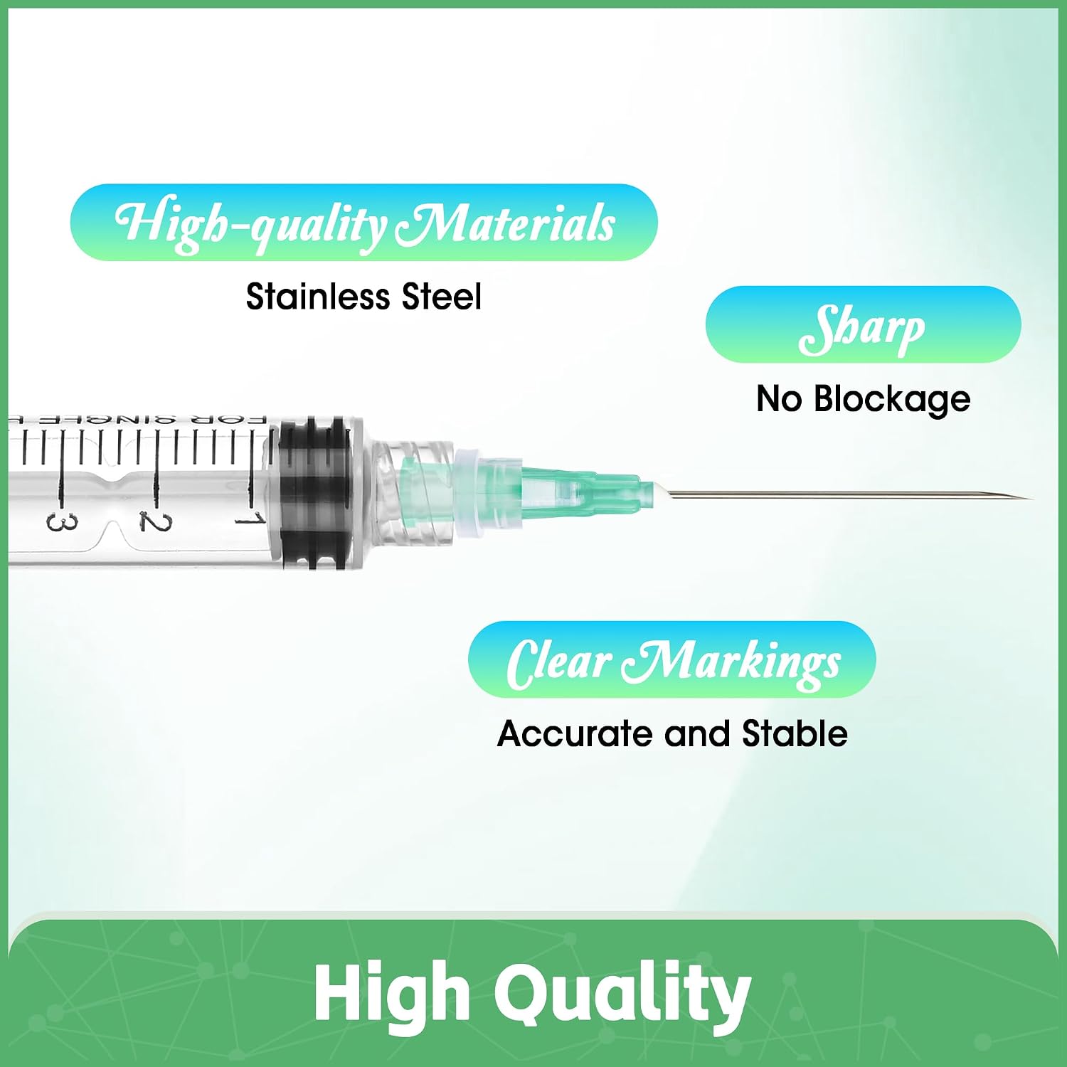 Disposable 5mL Luer Lock Syringe 21G 1.5 inch for Scientific Lab Use, Individually Wrapped, Box of 100