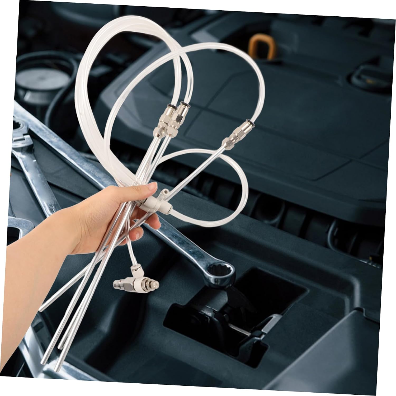 Mikinona Engine Cylinders Carbon Deposition Cleaning Tool Pneumatic Car Cleaning Brush PVC Metal Car Maintenance Tool
