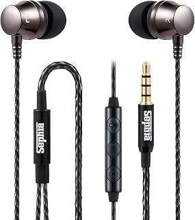 sephia Wired In-Ear Headphones Earphones with Microphone Volume Control Case Noise Isolating Earbuds 3.5mm Jack Tangle-Free Cable Stereo