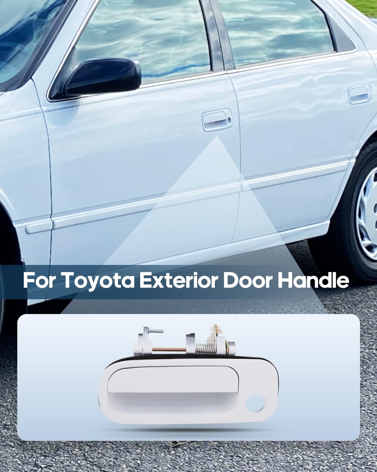 ECCPP Door Handle Exterior Outside Outer Front Driver Side for 1992-1996 for Toyota Camry White