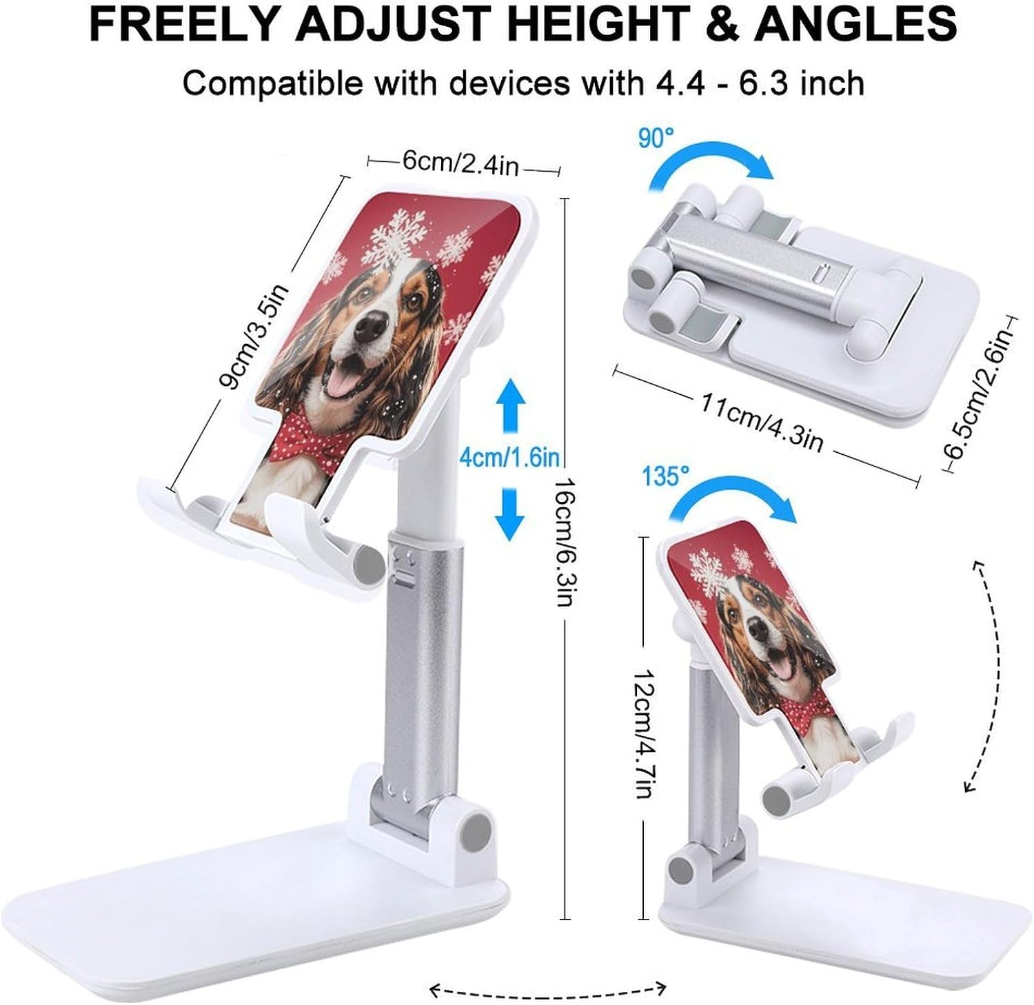 Dog Head with Snowflake Foldable Phone Stand for Desk Taller Stand image 2