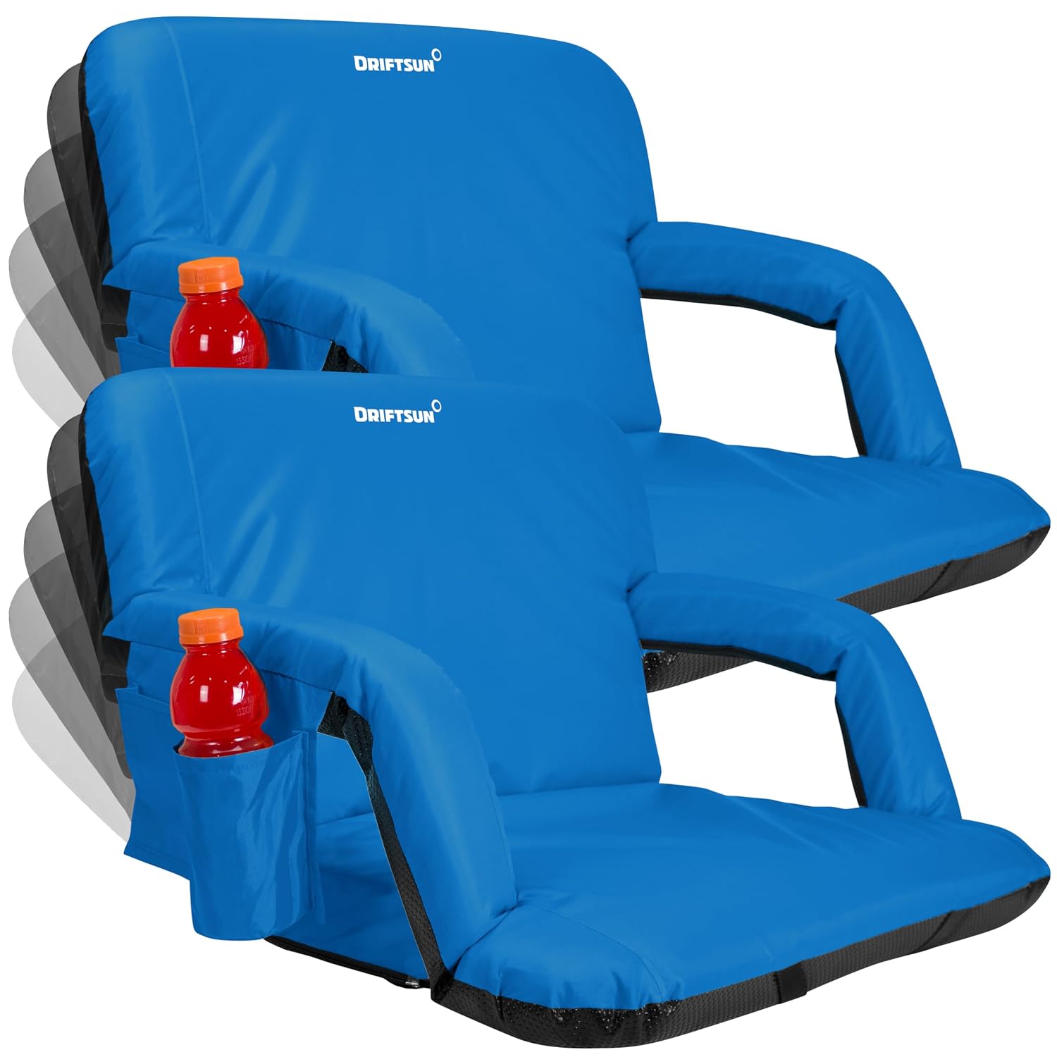 Driftsun 2 Pack Extra Wide Stadium Seats with Back Support - Deluxe Foldable Stadium Chairs for Bleachers - Folding Waterp...